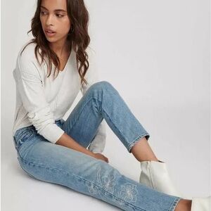 Lucky Brand sienna slim boyfriend embroidered floral jeans